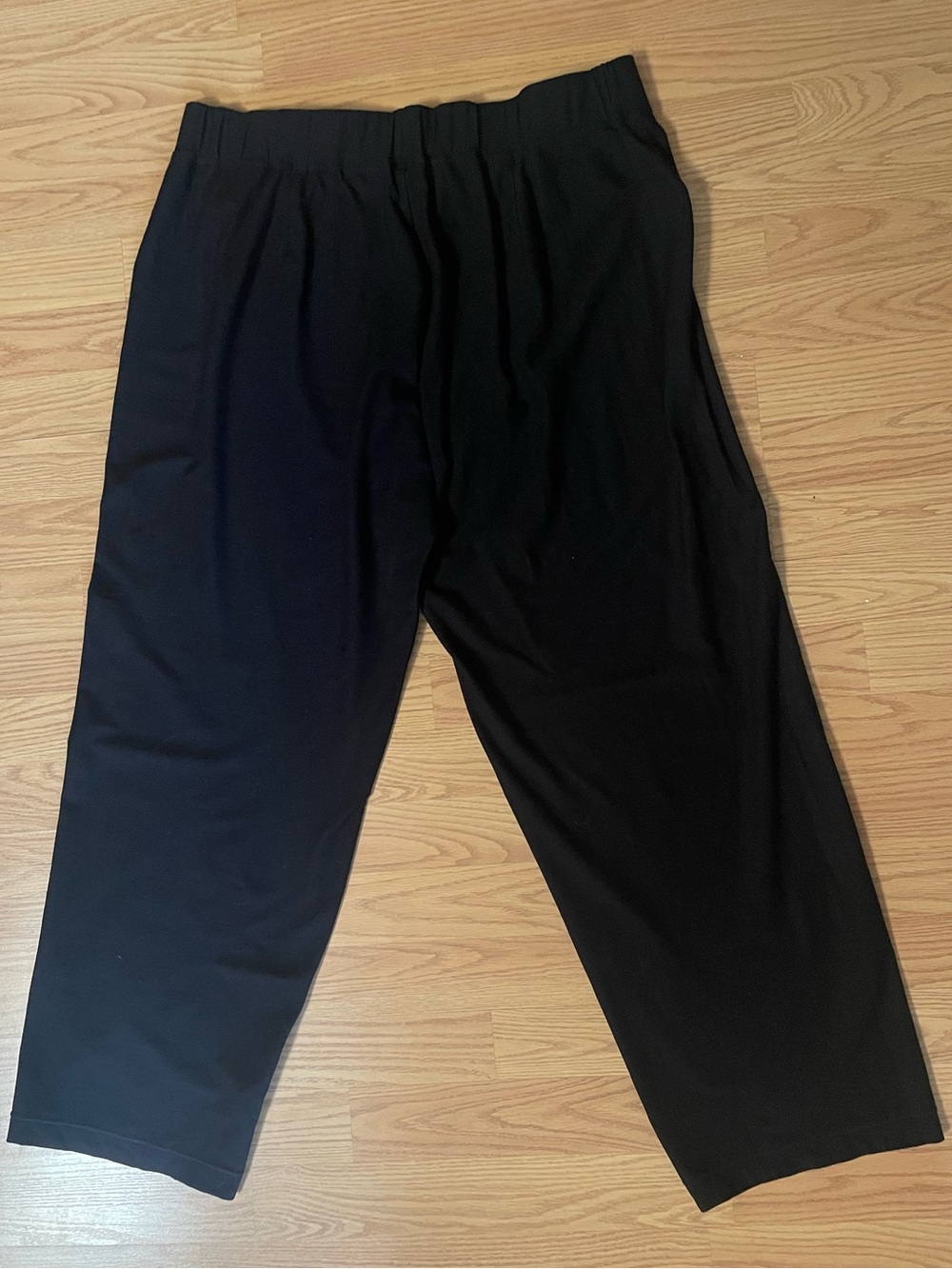 Eileen Fisher Black Relaxed Wide-Leg Pull-On Trousers